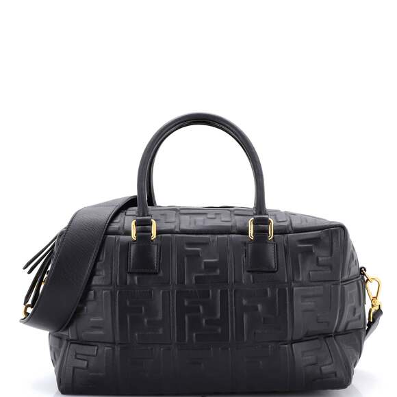 Fendi Boston Bag Zucca Embossed Leather #243557F13B